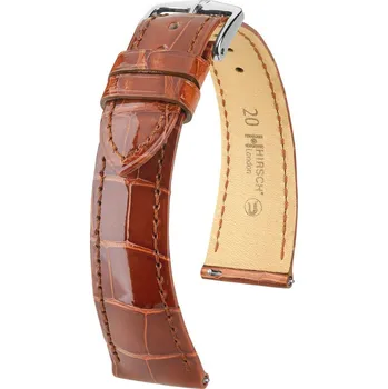 Módní doplněk Kožený řemínek Hirsch London 04307170-2, hnědý, aligátoří kůže, Quick Release - 14 mm