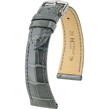 Módní doplněk Kožený řemínek Hirsch London 04307130-2, šedý, aligátoří kůže, Quick Release - 14 mm