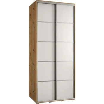 Šatní skříň Šatní skříň s posuvnými dveřmi DAVOS 4, 120cm | DUB Artisan / bílá / stříbrné