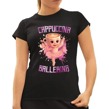 Žertovný předmět Tričkový.cz Cappuccina Ballerina Baby - Italian Brainrot - balerína šálek - dámské tričko s potiskem