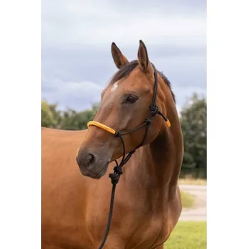 Provazová ohlávka s vodítkem NORTON black/neon orange FULL