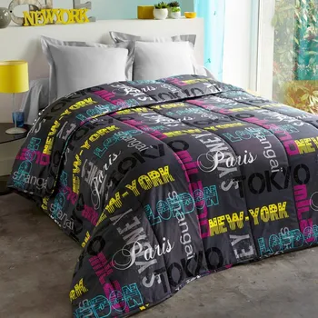 přikrývka Blancheporte Přikrývka s potiskem Hlavní města, bavlna 200g/m2 černá 220x240 cm