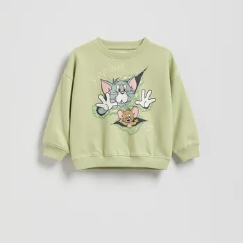 Chlapecká mikina Reserved - Mikina Tom & Jerry - bledá zelená - 032FK-07X - 032FK-07X-116