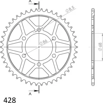 Řetězová sada pro motocykl SUPERSPROX Řetězová rozeta SUPERSPROX RFE-468:46-BLK černý 46 zubů, 428