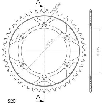 Řetězová sada pro motocykl SUPERSPROX Řetězová rozeta SUPERSPROX RFE-1512:47-BLK černý 47 zubů, 520