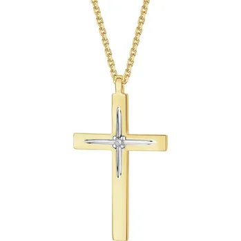 Náhrdelník Zlatý náhrdelník s diamantem - kříž - 0,004 ct - ryzost 585 - 101.353