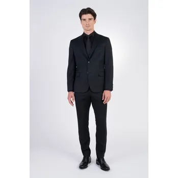 Pánský oblek Černý strečový oblek V pohodlném střihu 193763