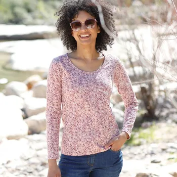 Tričko s potiskem a dlouhými rukávy, bio bavlna růžová 42/44