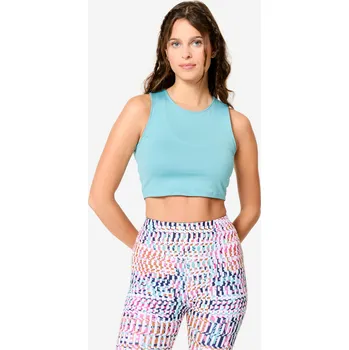 DOMYOS Dámské fitness tílko crop top S MODRÁ
