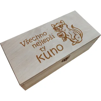 Dárková krabička Wood engraved Dřevěná krabička všechno nejlepší ty kuno Velikost krabičky: Krabička krátká