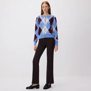 Reserved - Flare kalhoty s páskem - tmavě hnědá - 420HL-89X - 420HL-89X-XL