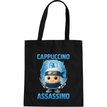 Žertovný předmět Cappuccino Assassino Baby - Italian Brainrot - ninja kelímek - taška s potiskem- Tričkový.cz
