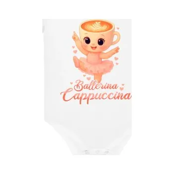 Žertovný předmět Cappuccina Ballerina Baby V2 - Italian Brainrot - balerína šálek - dětské tričko s potiskem - dětské body s potiskem- Tričkový.cz
