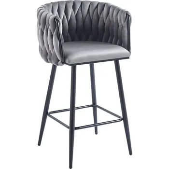 Barová židle Barová židle velvet šedá černý rám H7-FX