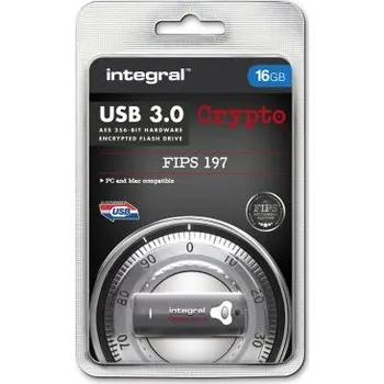 USB flash disk Flash disk s hardwarovým šifrováním 16 GB AES-256 USB 3.0 197 Integral Memory 0 → plus 70°C