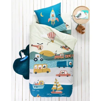 Povlečení Blancheporte Dětské povlečení Auta s potiskem, bavlna béžová napínací prostěradlo 90x190 cm