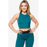 DOMYOS Dámské fitness tílko crop top M MODRÁ|ZELENÁ