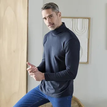 Blancheporte Tričko s rolákem a dlouhými rukávy nám. modrá 157/166 (6XL)