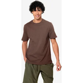 Pánské tričko DOMYOS Pánské fitness tričko s krátkým rukávem a kulatým výstřihem 2XL KAŠTANOVÁ