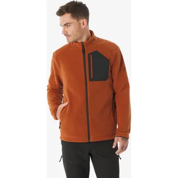 Pánská mikina QUECHUA Pánská turistická fleecová mikina MH 500 S KAŠTANOVÁ|ORANŽOVÁ|ČERNÁ