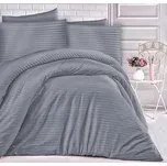 Povlečení bavlněný satén pruhy tm.šedé 140x200+70x90