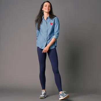 Dámské legíny Jednobarevné legíny s pružným pasem námořnická modrá 46/48