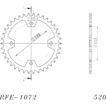 Řetězová sada pro motocykl SUPERSPROX Řetězová rozeta SUPERSPROX RFE-1072:38-BLK černý 38 zubů, 520