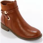 Kotníkové kozačky se zipem a sponou karamelová 39