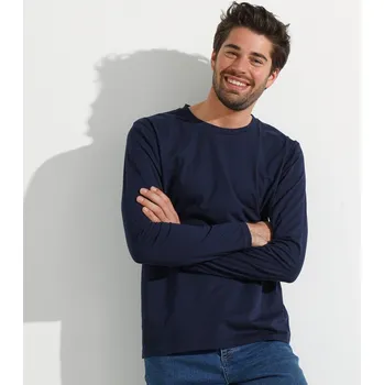 Pánské tričko Tričko s kulatým výstřihem a dlouhými rukávy nám. modrá 157/166 (6XL)