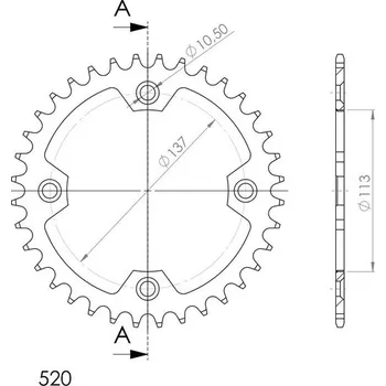 Řetězová sada pro motocykl SUPERSPROX Řetězová rozeta SUPERSPROX RFE-1760:36-BLK černý 36 zubů, 520