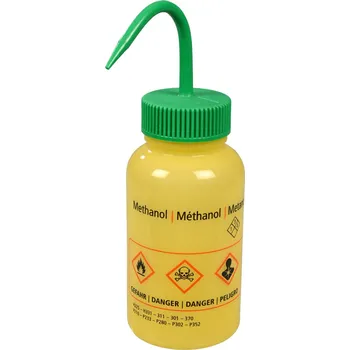 Krycí sklíčko k mikroskopu Bezpečnostní střička z LDPE, nápis Methanol, 500 ml, BJ = 12 kusů