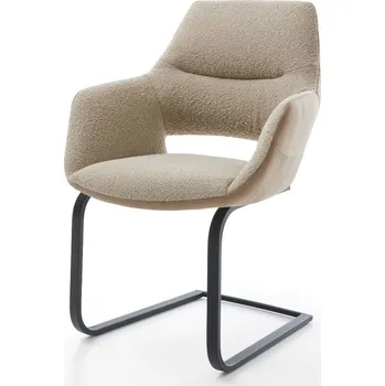 Jídelní židle DELIFE Jídelní židle Yago-Flex s područkami kombinace materiálů tmavě béžová jídelní židle plochá černá taštičkové pružiny