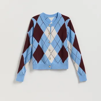 Dámský svetr Reserved - Vlněný kardigan se vzorem - vícebarevná - 324HL-MLC - 324HL-MLC-M