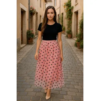 Dámská sukně Sukně tylová s motýlky - růžová