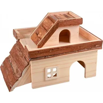 Duvo+ Domeček dřevěný pro drobné hlodavce 34x24x22cm