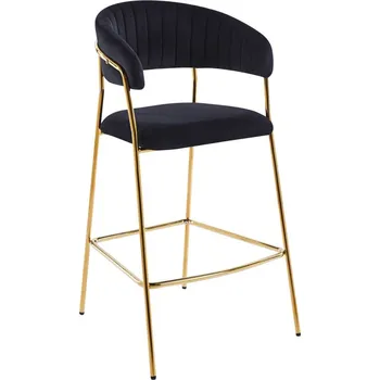 Barová židle Barová židle velvet černá zlatý rám H3-FX