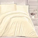 Povlečení bavlněný satén pruhy smetanové 140x200+70x90