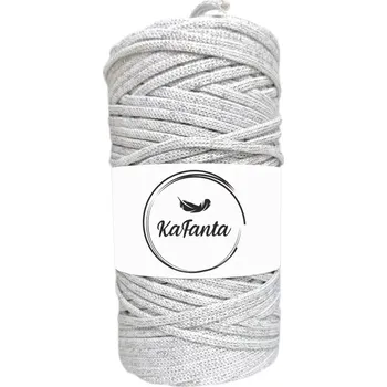 Příze Polyesterová příze plochá 5mm/100m bílá se stříbrnou niťkou