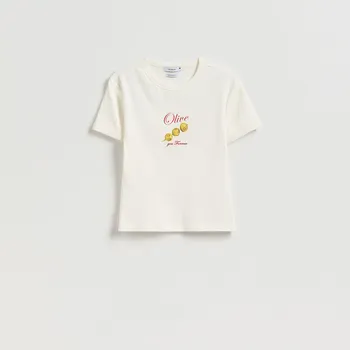 Dámské tričko Reserved - Tričko s potiskem - krémová - 077HS-01X - 077HS-01X-XL