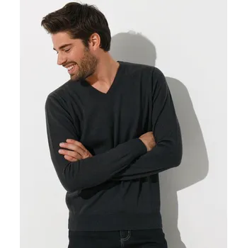 Pánský svetr Pulovr s výstřihem do V, 100% akryl antracitová 87/96 (M)