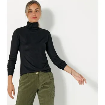 Dámský svetr Pulovr s rolákem, kašmírový na dotek černá 38/40