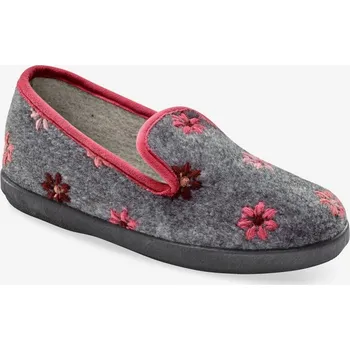 Dámské žabky Bačkory s vyšívanými kytičkami šedý melír 36