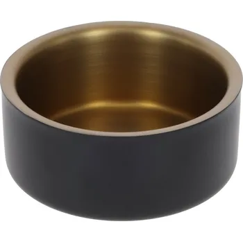 Miska pro psa Nerezová miska na vodu nebo krmivo, protiskluzová, černá/zlatá - 1800 ml