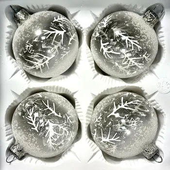 Vánoční ozdoba IRISA Sada 4 skleněných koulí 7 cm – Ledová elegance Velikost: 7 cm, Balení: 4ks, Barva: čirá