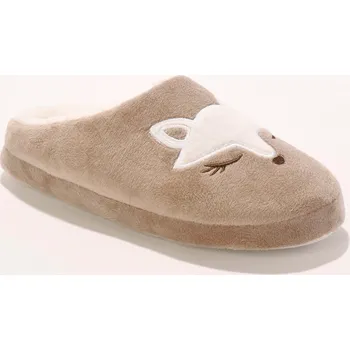 Dámská obuv Fleecové pantofle s motivem lišky hnědošedá 40