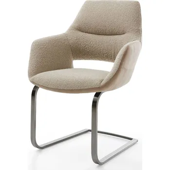 Jídelní židle DELIFE Jídelní židle Yago-Flex s područkami kombinace materiálů tmavě béžová jídelní židle plochá grafit taštičkové pružiny