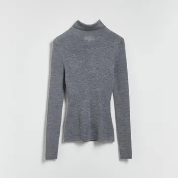 Dámský svetr Reserved - Rolák z vlny - středně šedá - 311HF-85M - 311HF-85M-XL