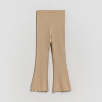 Dívčí kalhoty Reserved - Legíny z žebrovaného žerzejového úpletu - béžová - 957FF-08X - 957FF-08X-164