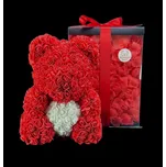 Medvídárek BIG Romantic medvídek z růží 40cm dárkově balený - světle červený s bílým srdcem