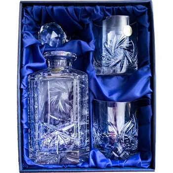 Sklenice ONTE CRYSTAL Whisky set se skleničkami 330ml - okno na pískování, Větrník Varianty setu: Karafa + 2 skleničky
